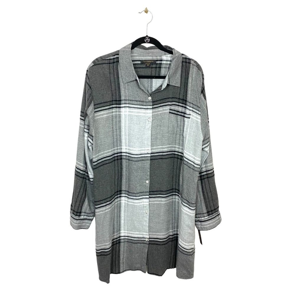 NWT Donna Karan Sleepwear Super Soft Gray Flannel long Sleepshirt Size 2X